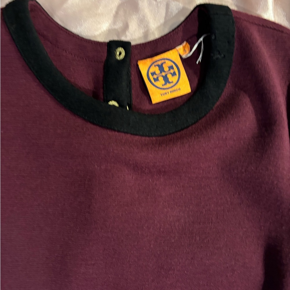 Tory Burch Deep Burgundy and Black Midi Dress